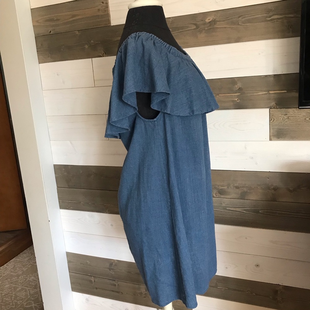 Madewell ⚜️ Blue Linen Rio Ruffled Top Dress - Picture 5 of 14
